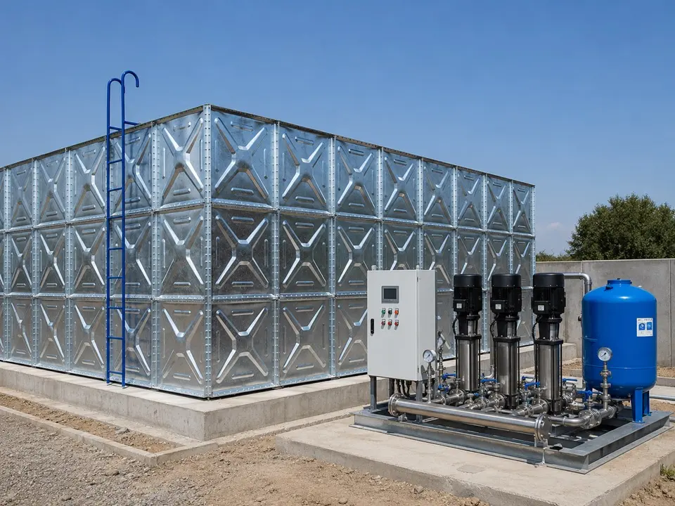 Modüler panel su deposu ve basınçlandırma ekipmanları