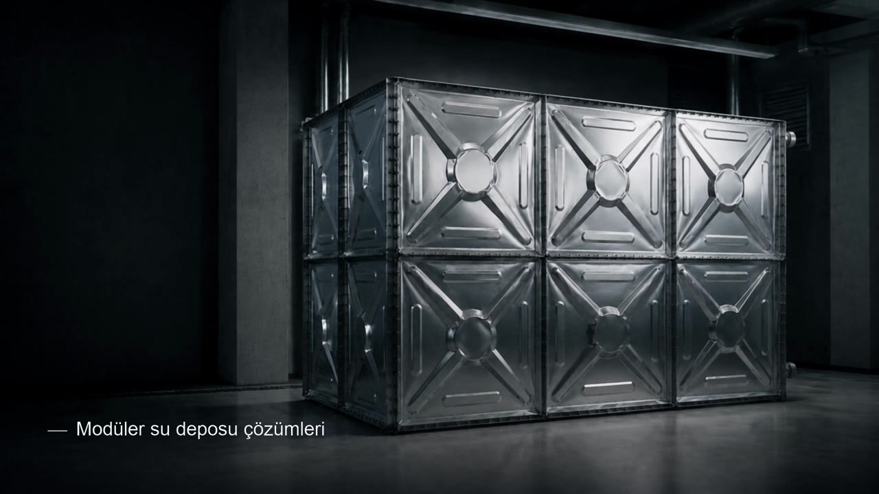 Modüler su deposu proje tanıtımı, 3D animasyon kapak görseli